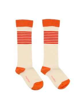 Tinycottons socks stripes offwhite / carmin