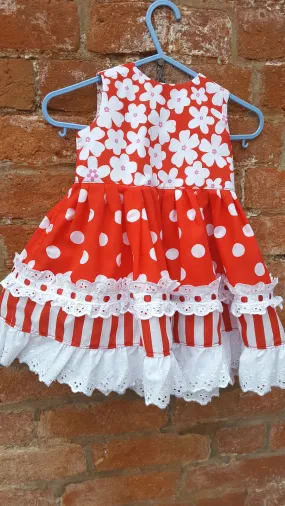 Toddler girls, carnival inspired summer dress to fit age 2 to 3