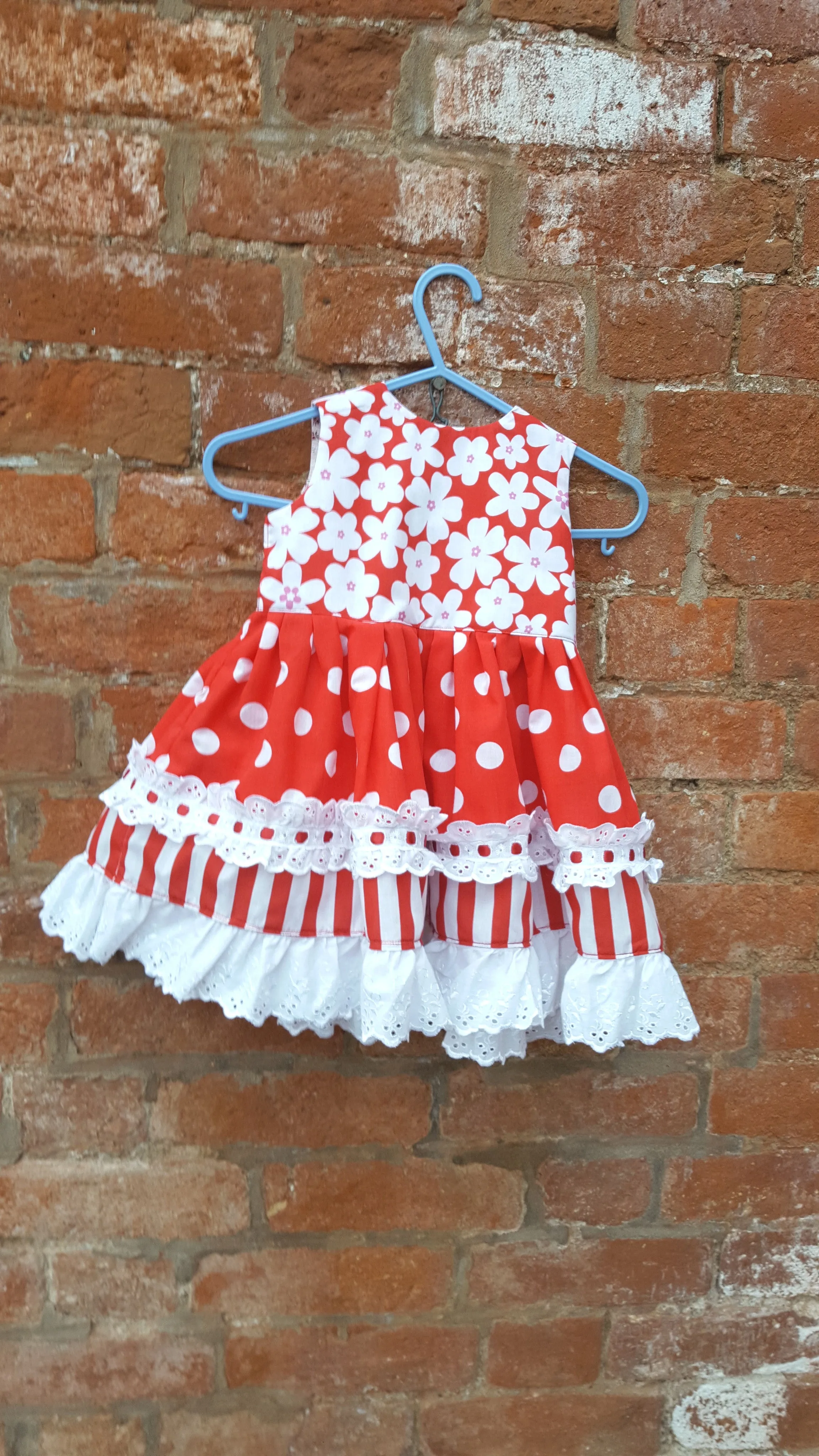 Toddler girls, carnival inspired summer dress to fit age 2 to 3