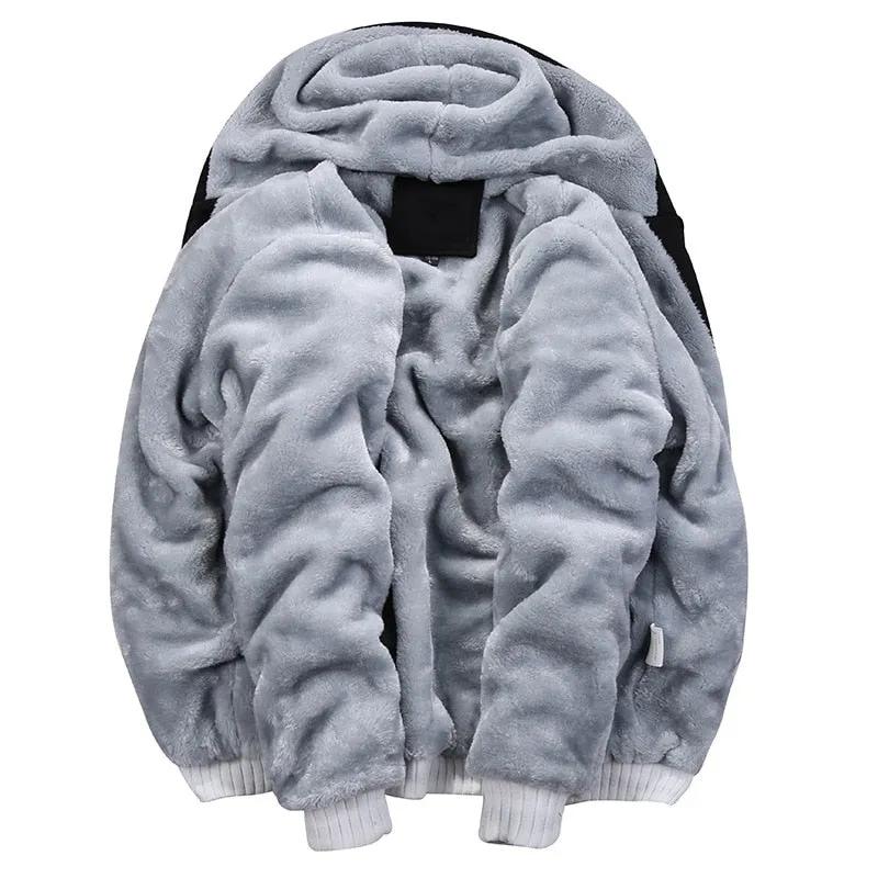 Tracksuit Men Sporting Fleece Thick Hooded Mens Jacket Pant Warm Fur Inside Winter Sweatshirt Sets Men's Clothing Size M-5XL