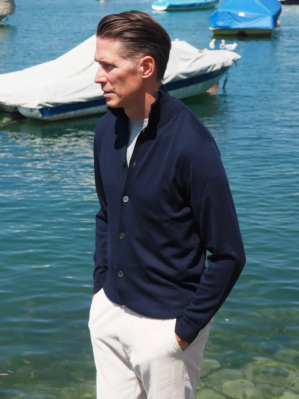 Trunk Stratton Merino Cardigan: Navy