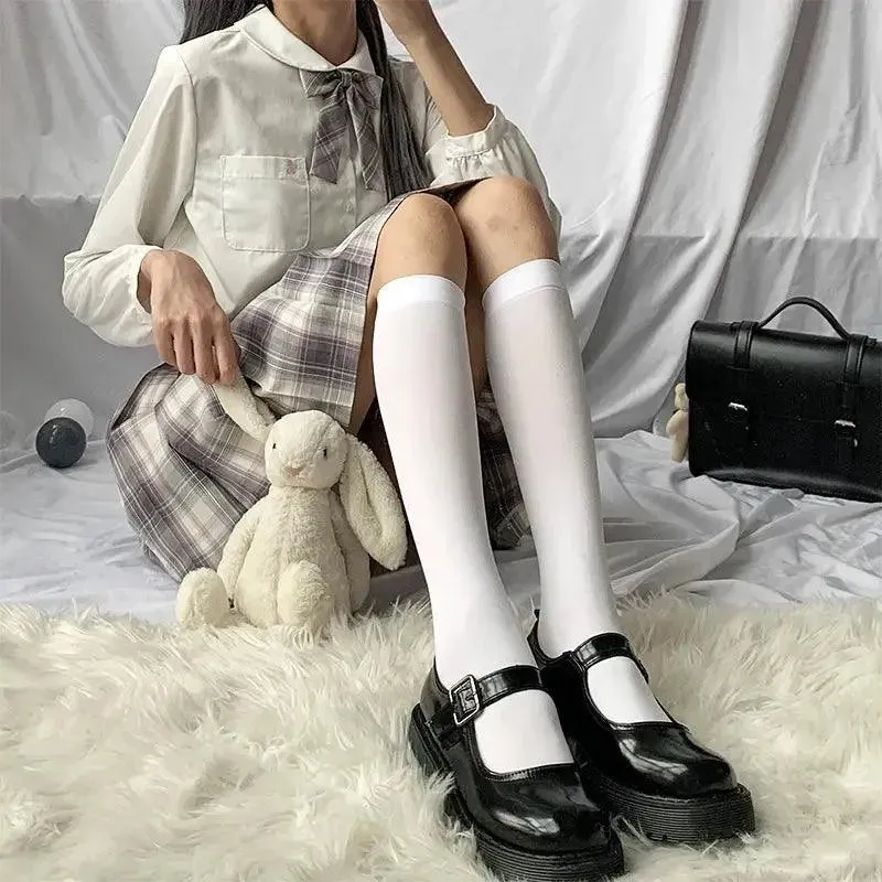 Velvet Solid Color Women's Knee High Socks | JK & Lolita Outfits