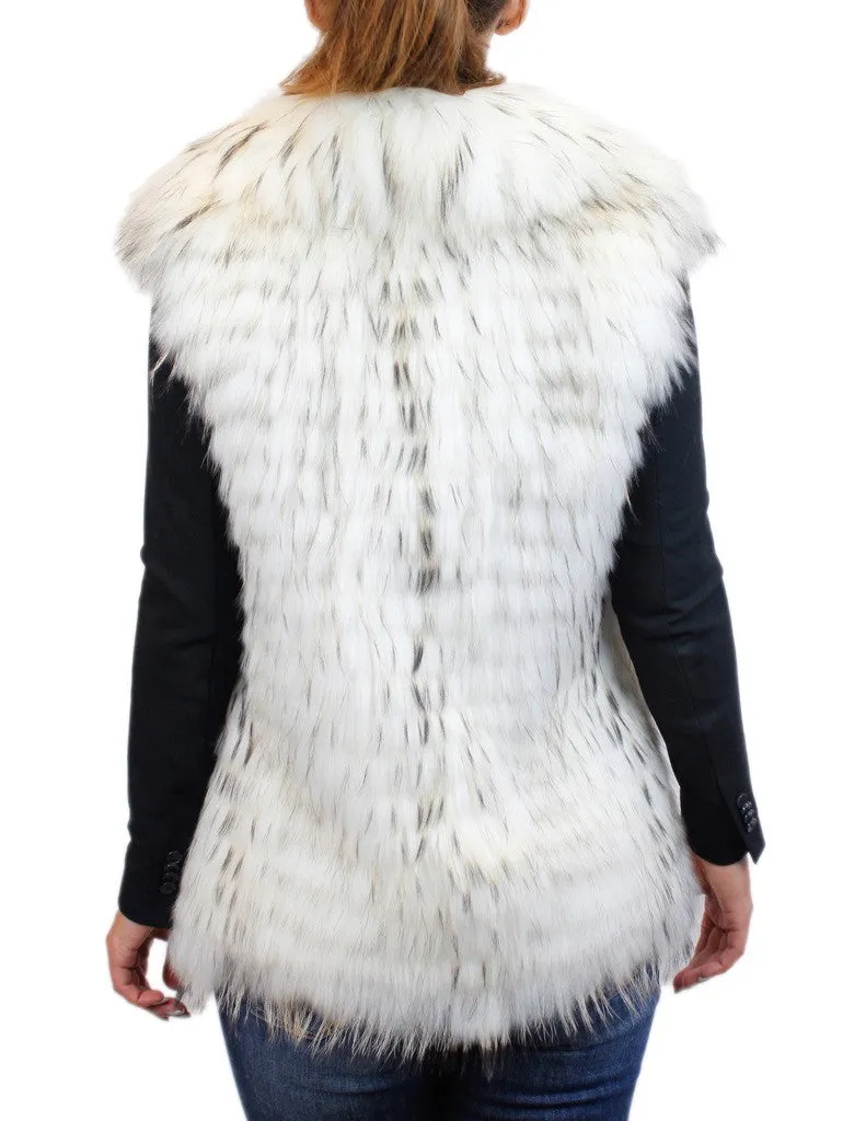 WHITE FEATHERY LAYERED RACCOON FUR VEST