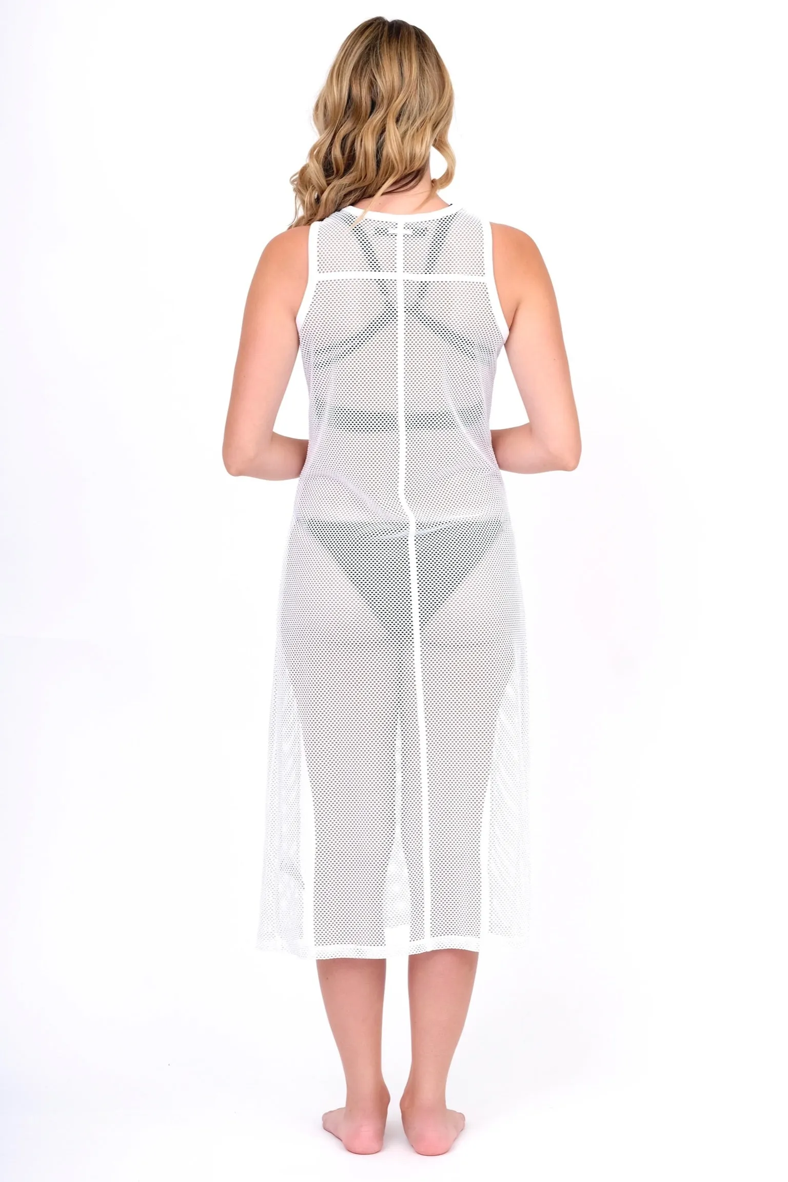 White Mesh Tunic with Double Split