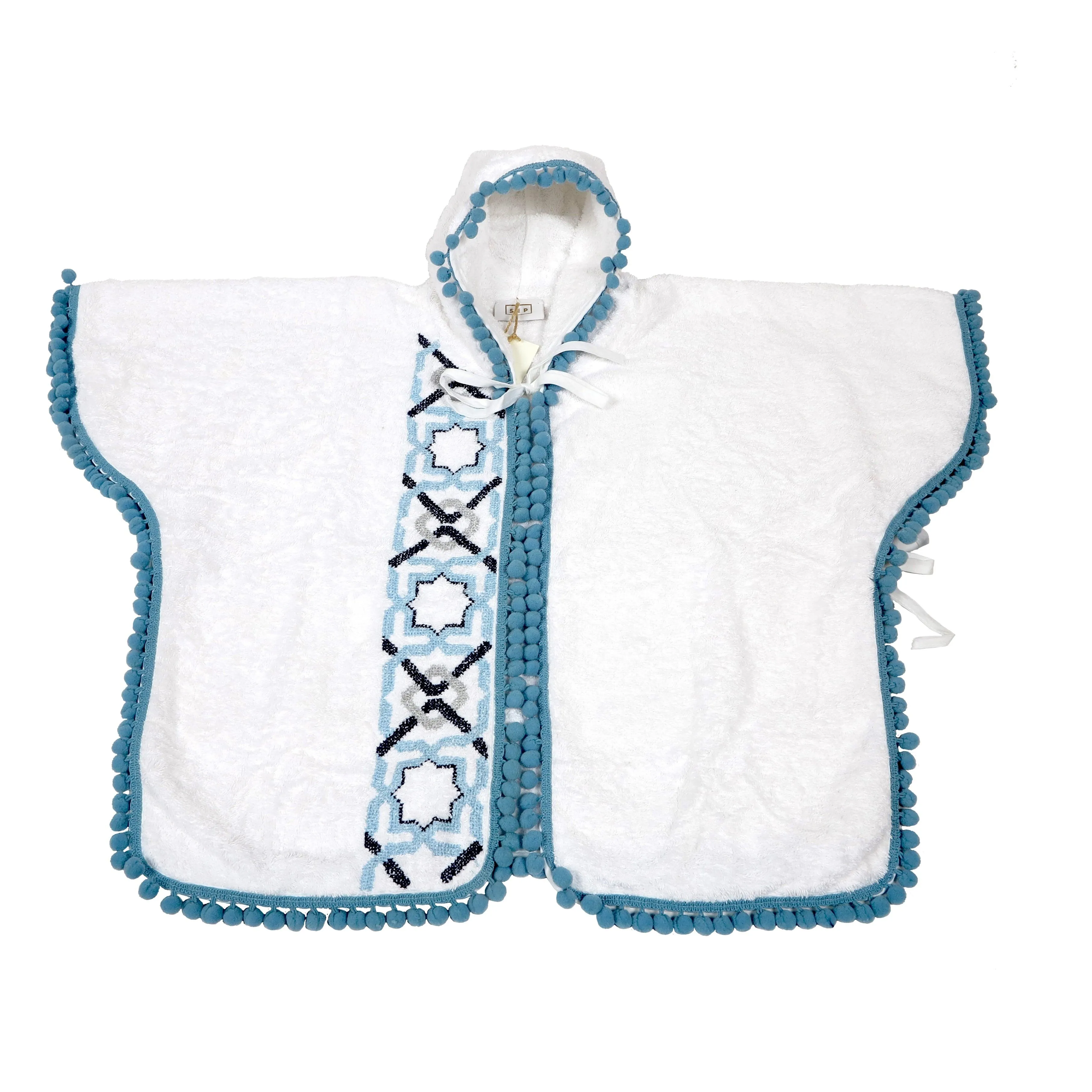 WHITE TERRY COTTON BABY PONCHO ALHAMBRA