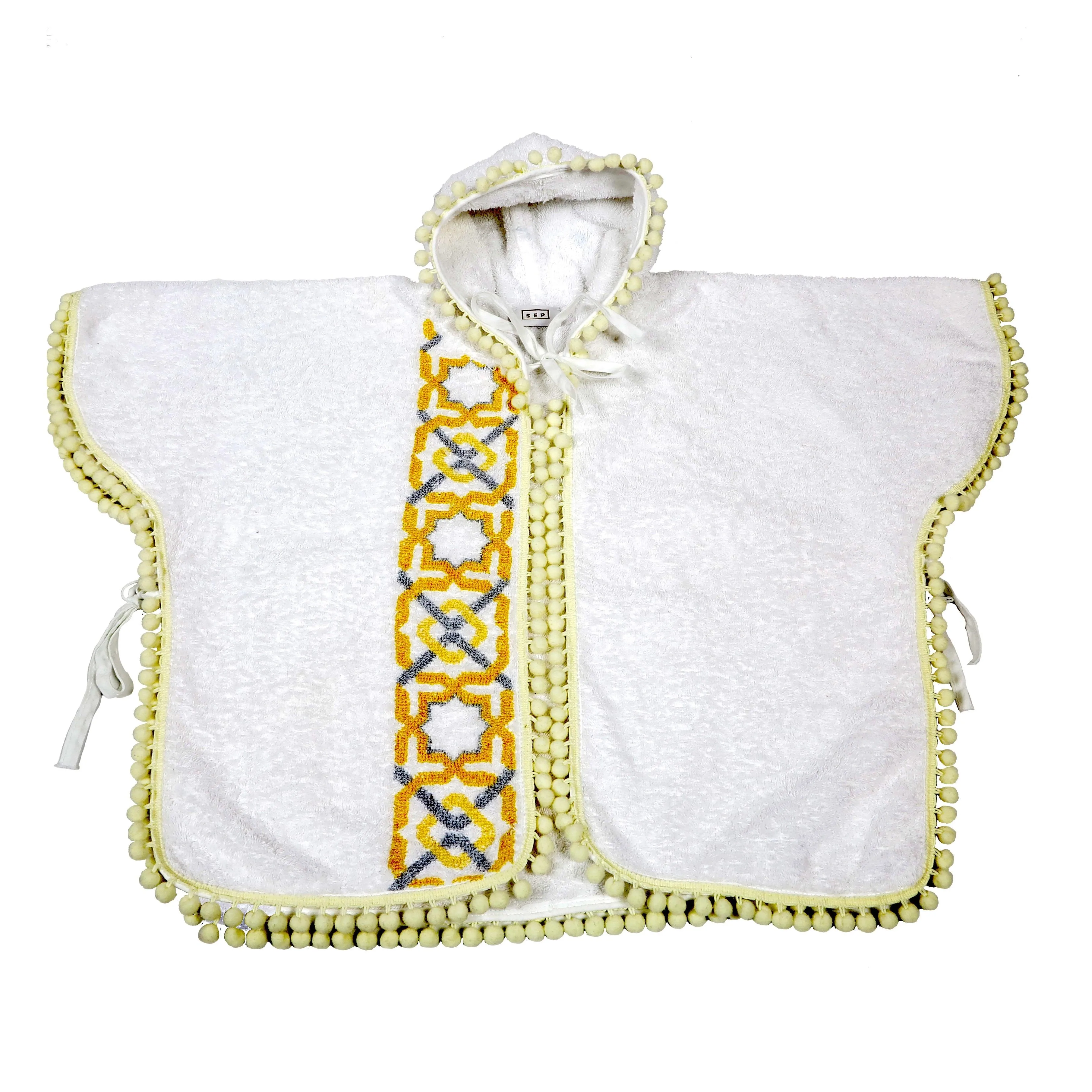 WHITE TERRY COTTON BABY PONCHO ALHAMBRA