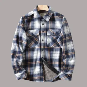 Wiaofellas  -  Americans Style Men's Winter Sherpa Fleece Lined Flannel Shirt Jacket Workwear Warm Button Up Plaid Shirt Jacket Male Clothing