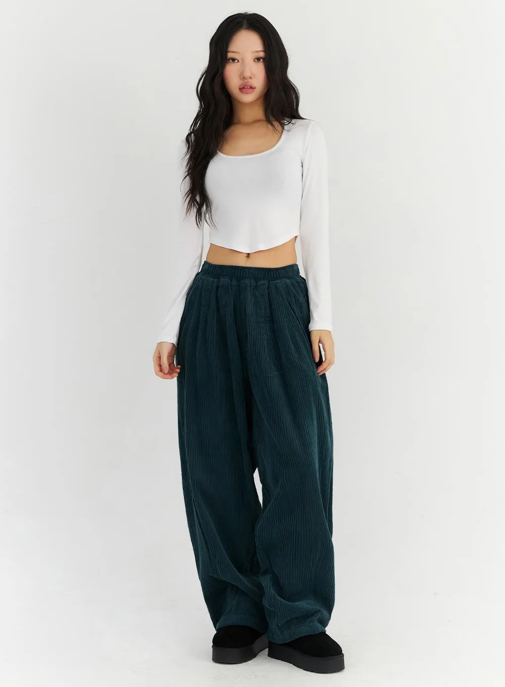 Wide Leg Corduroy Sweatpants CN303