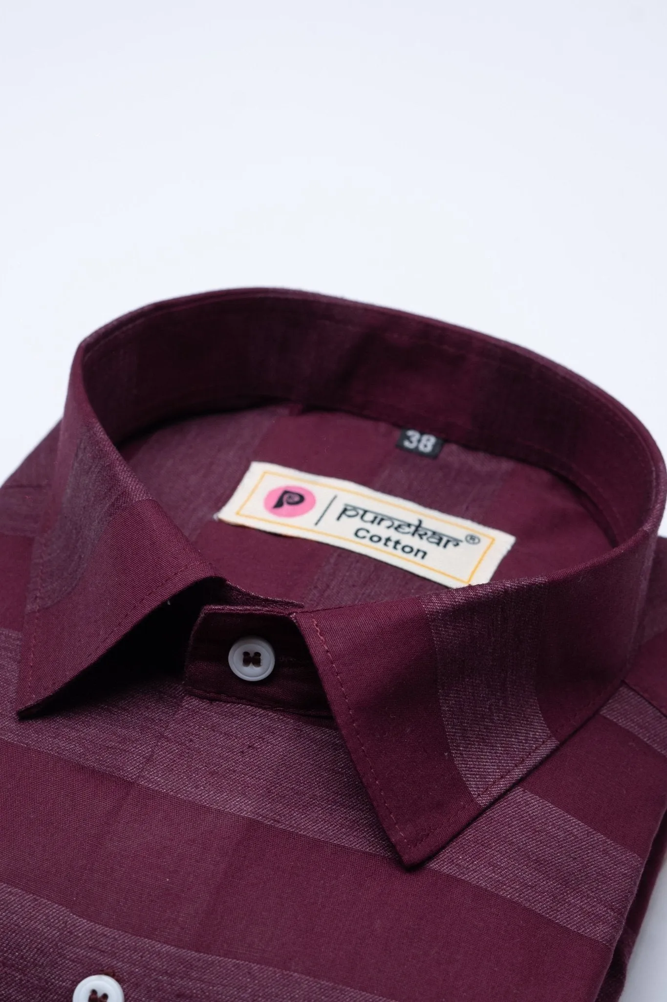 Wine Red Color Cotton Stripe Shirt For Men