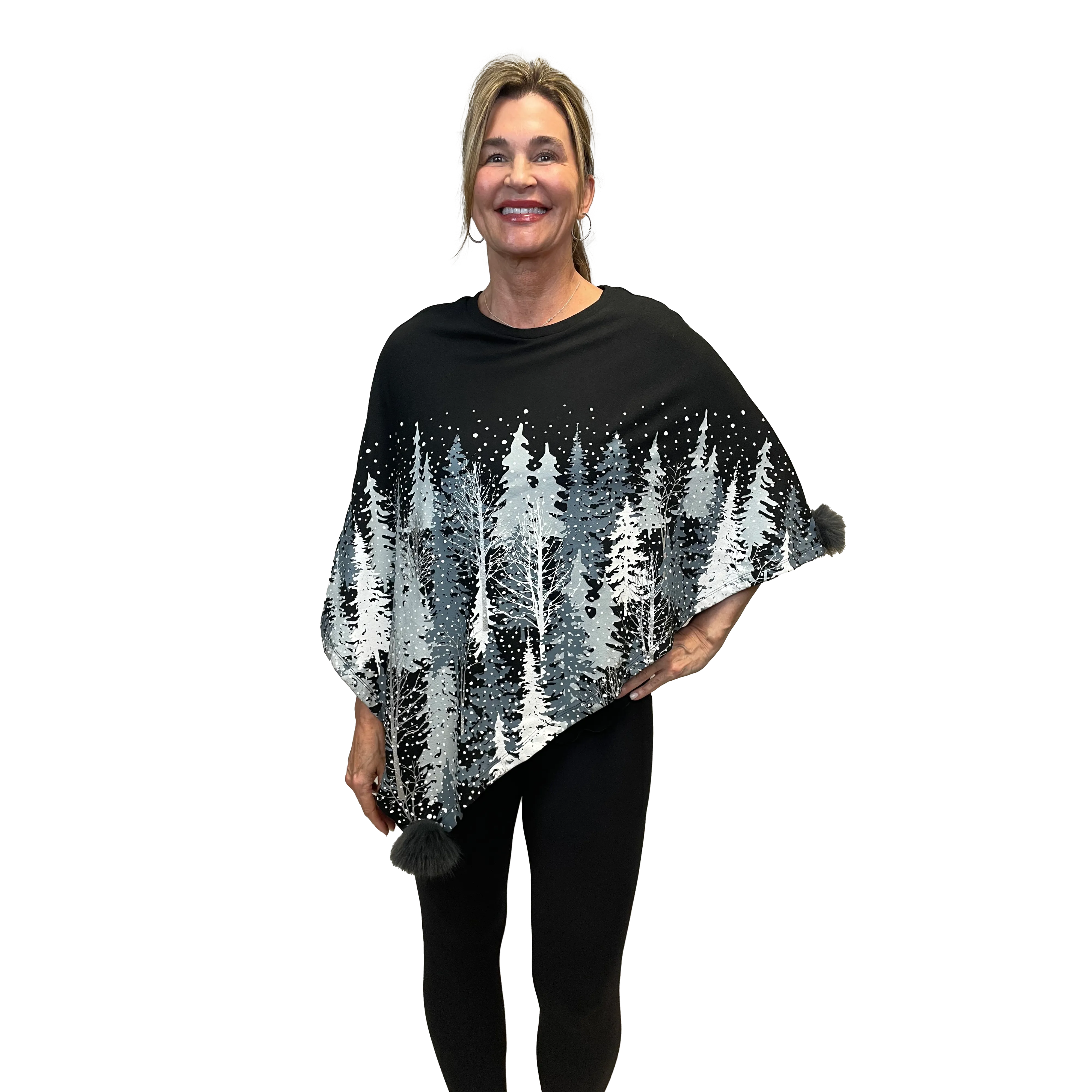 Winter Trees Knit Poncho