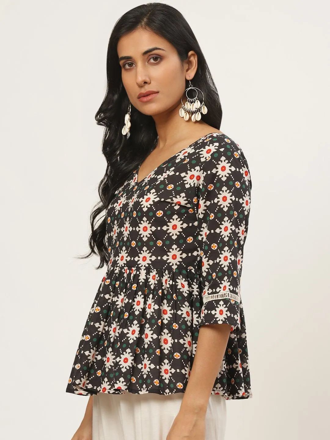 Women Black And Multi Printed Tunic