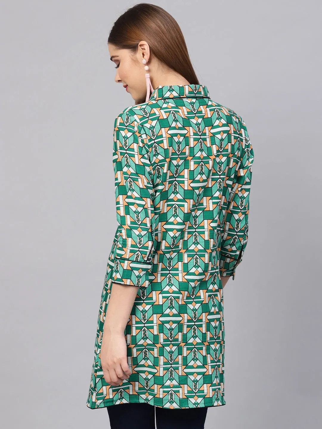 Women Green Printed Tunic