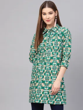 Women Green Printed Tunic