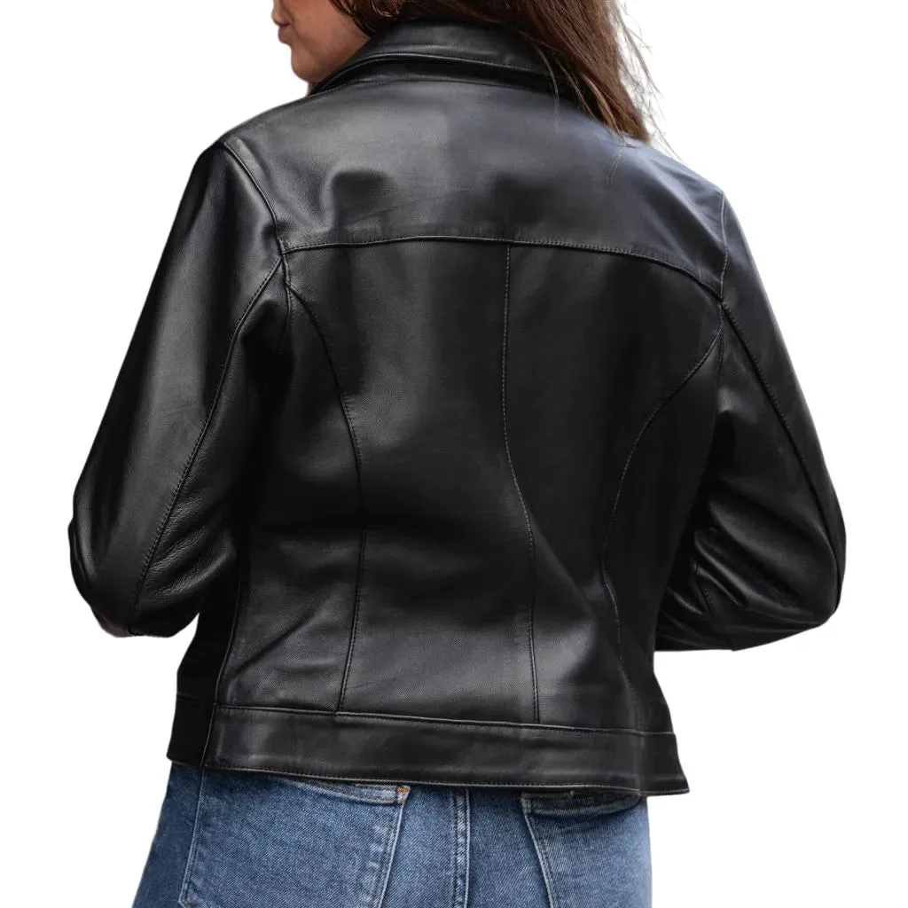 Womens Black Genuine Leather Jacket