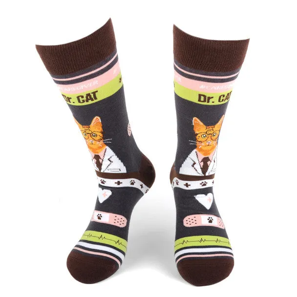 *Women's Health Care Heroes -Dr. Cat- Ultra Premium Novelty Socks