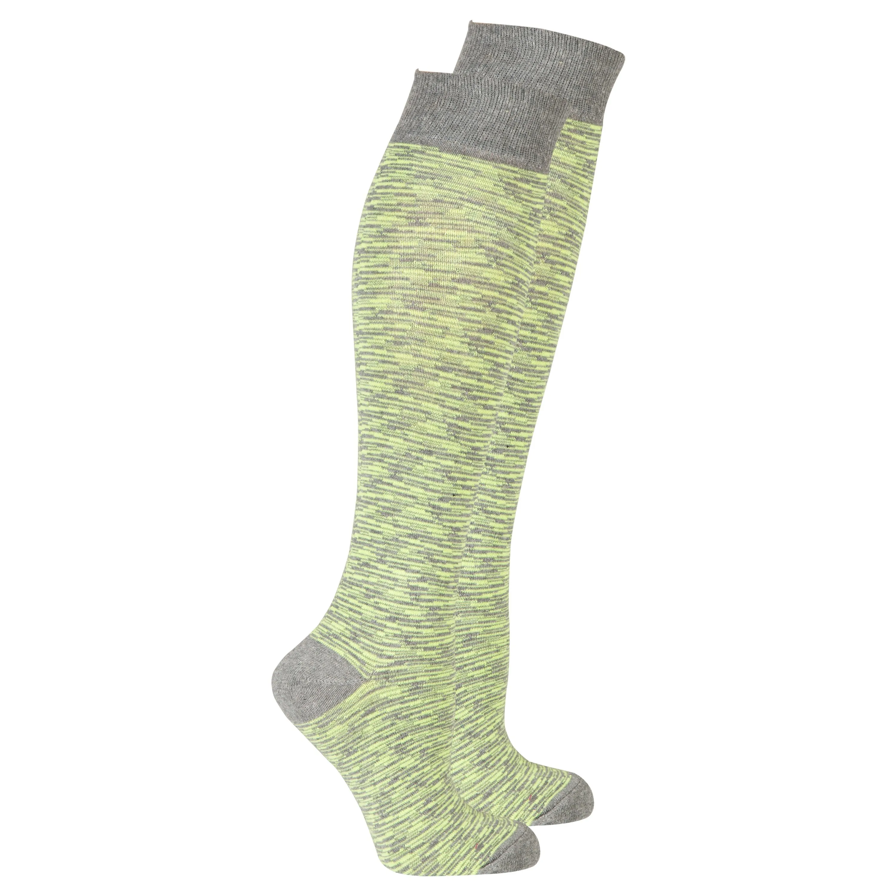 Women's Lime Grizzled Stripe Knee High Socks