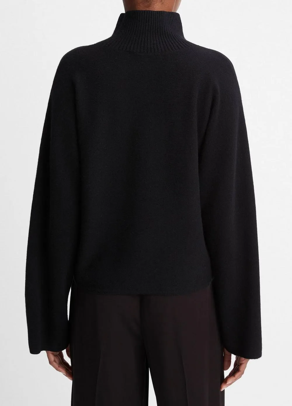 Wool and Cashmere Dolman-Sleeve Turtleneck Sweater in Black