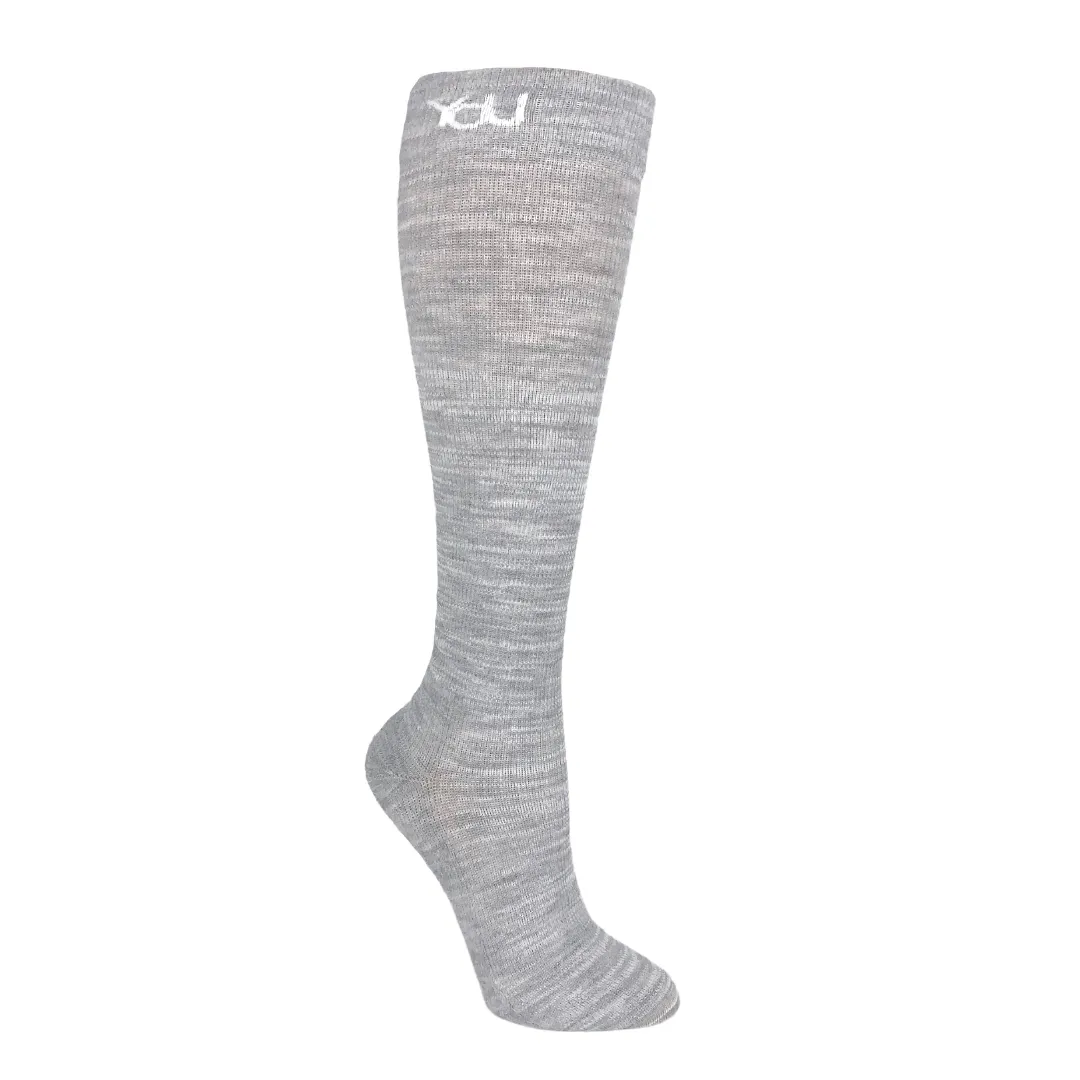 YoU® Light Grey Merino Wool CUSHION Knee High • Travel & Sport 15-20 mmHg Compression