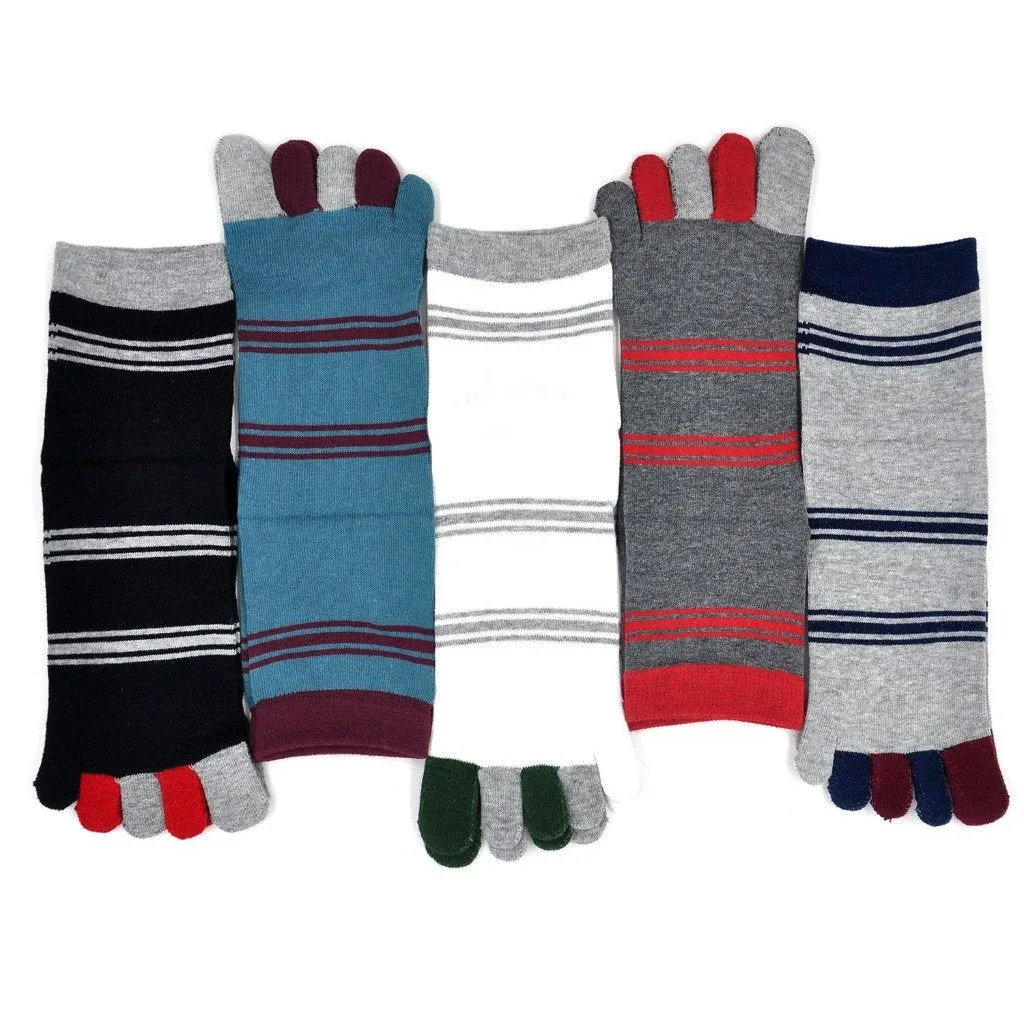 ZFSOCK Mixed Colors Athletic Crew 5 Finger Socks for Men, 5 Pairs