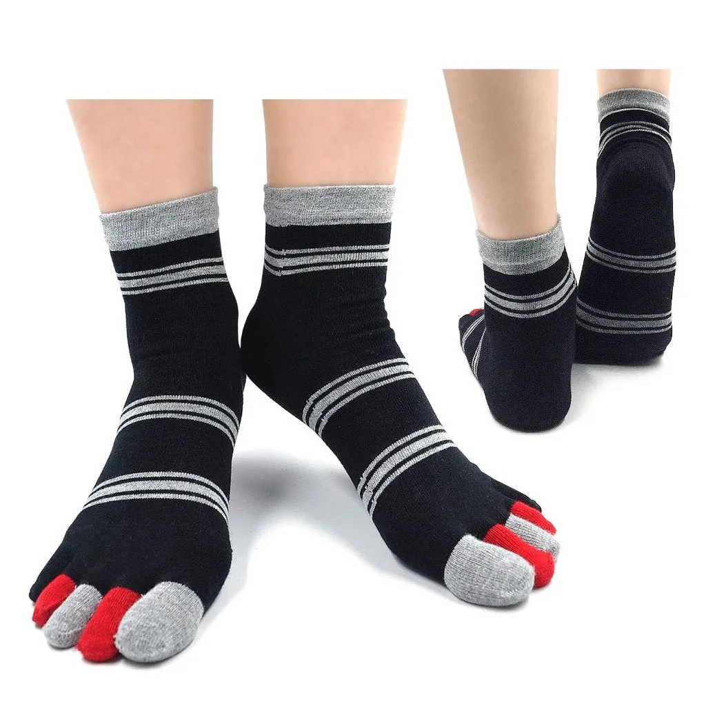 ZFSOCK Mixed Colors Athletic Crew 5 Finger Socks for Men, 5 Pairs