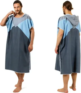 Zingtto Surf Poncho Changing Robe with Hood. Beach Poncho for Men and Women. L/S Beach Towel Wetsuit Quick-Dry